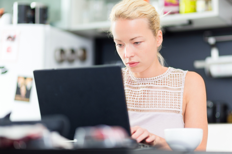 adult student at laptop