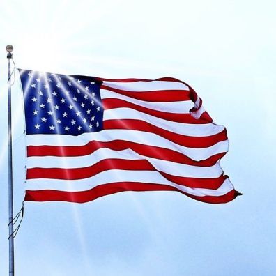 American flag blowing in the wind