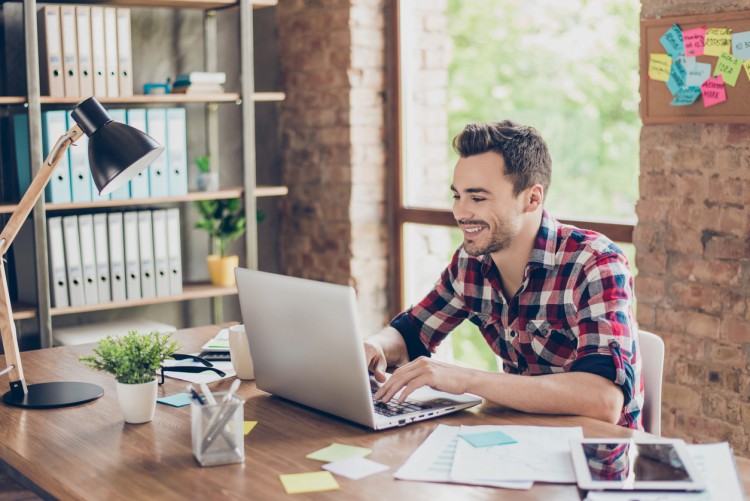 A social media copywriter composes a post.