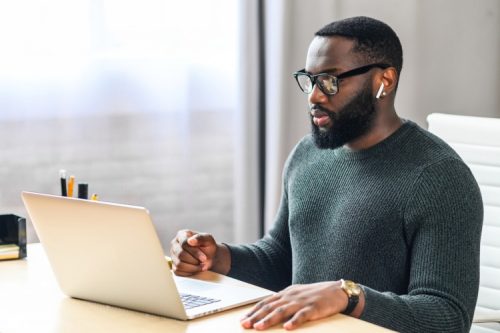 A remote worker on a laptop.